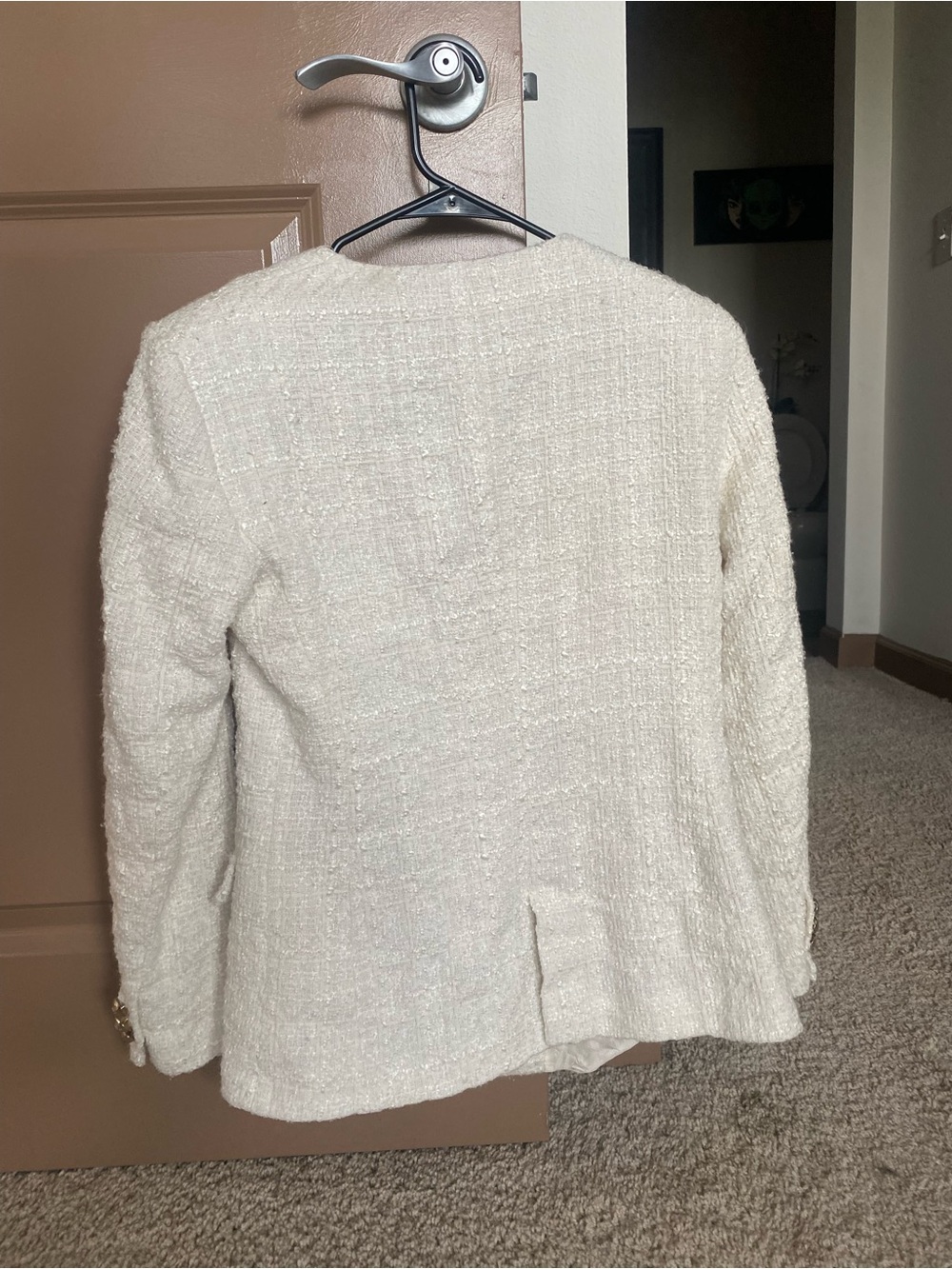 ZARA Cream Tweed Blazer Coat - Picture 3 of 4